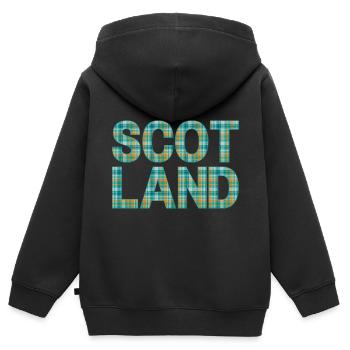 Schottland Tartan Schriftzug Dudelsack Highlands - Kinder Premium Organic Zip Hoodie - Schwarz - Hinten - AI Model Kid Male (0cm)
