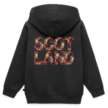 Schottland Tartan Schriftzug Dudelsack Highlands - Kinder Premium Organic Zip Hoodie - Schwarz - Hinten - AI Model Kid Male (0cm)