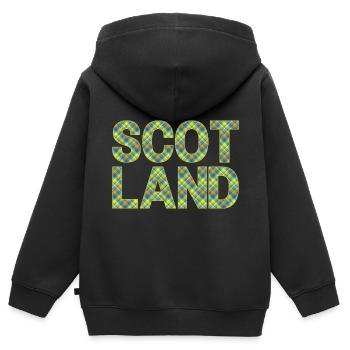 Schottland Tartan Schriftzug Dudelsack Highlands - Kinder Premium Organic Zip Hoodie - Schwarz - Hinten - AI Model Kid Male (0cm)