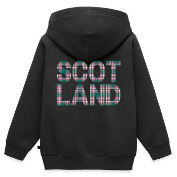 Schottland Tartan Schriftzug Dudelsack Highlands - Kinder Premium Organic Zip Hoodie - Schwarz - Hinten - AI Model Kid Male (0cm)