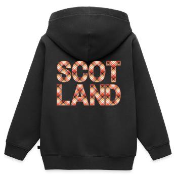 Schottland Tartan Schriftzug Dudelsack Highlands - Kinder Premium Organic Zip Hoodie - Schwarz - Hinten - AI Model Kid Male (0cm)