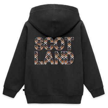 Schottland Tartan Schriftzug Dudelsack Highlands - Kinder Premium Organic Zip Hoodie - Schwarz - Hinten - AI Model Kid Male (0cm)