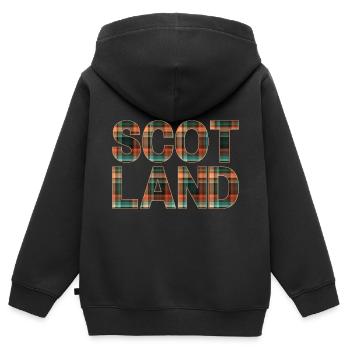 Schottland Tartan Schriftzug Dudelsack Highlands - Kinder Premium Organic Zip Hoodie - Schwarz - Hinten - AI Model Kid Male (0cm)