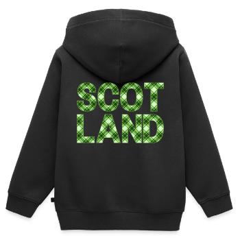 Schottland Tartan Schriftzug Dudelsack Highlands - Kinder Premium Organic Zip Hoodie - Schwarz - Hinten - AI Model Kid Male (0cm)