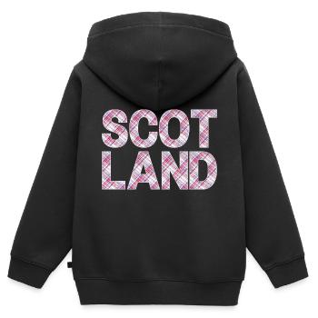 Schottland Tartan Schriftzug Dudelsack Highlands - Kinder Premium Organic Zip Hoodie - Schwarz - Hinten - AI Model Kid Male (0cm)