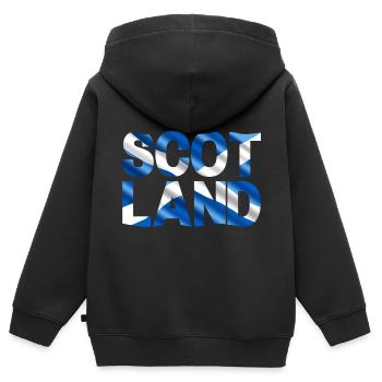 Schottland Tartan Schriftzug Dudelsack Highlands - Kinder Premium Organic Zip Hoodie - Schwarz - Hinten - AI Model Kid Male (0cm)