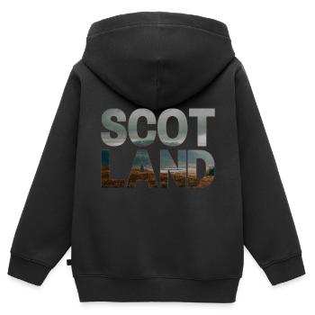 Schottland Tartan Schriftzug Dudelsack Highlands - Kinder Premium Organic Zip Hoodie - Schwarz - Hinten - AI Model Kid Male (0cm)