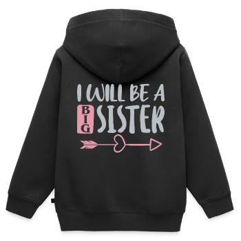 Ich werde eine große Schwester - Kinder Premium Organic Zip Hoodie - Schwarz - Hinten - AI Model Kid Male (0cm)