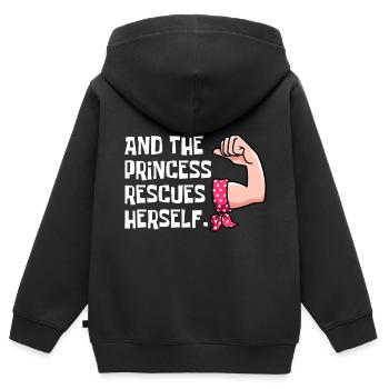 und die Prinzessin rettet sich - Kinder Premium Organic Zip Hoodie - Schwarz - Hinten - AI Model Kid Male (0cm)