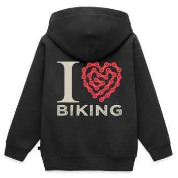 I love biking j aime le vélo - Sweat Premium à capuche zippé enfant bio - noir - Dos - AI Model Kid Male (0cm)