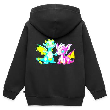 Dragon Dragon Enfants - Sweat Premium à capuche zippé enfant bio - noir - Dos - AI Model Kid Male (0cm)