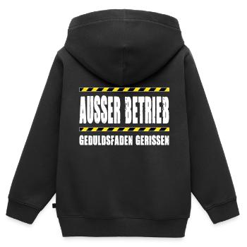 AUSSER BETRIEB GEDULDSFADEN GERISSEN - Kinder Premium Organic Zip Hoodie - Schwarz - Hinten - AI Model Kid Male (0cm)