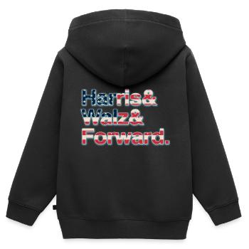 Kamala Harris & Tim Walz 2024 Chemise de soutien - Sweat Premium à capuche zippé enfant bio - noir - Dos - AI Model Kid Male (0cm)