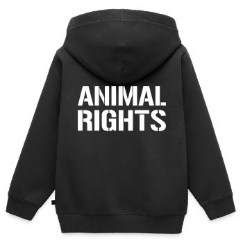 ANIMAL RIGHTS - Kinder Premium Organic Zip Hoodie - Schwarz - Hinten - AI Model Kid Male (0cm)