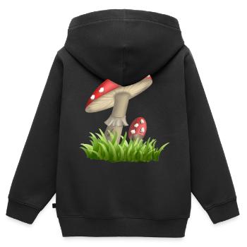 Fliegenpilze - Kinder Premium Organic Zip Hoodie - Schwarz - Hinten - AI Model Kid Male (0cm)
