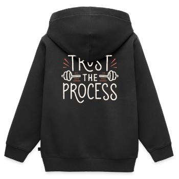 Motivations-Vertrauensprozess im Fitnessstudio - Kinder Premium Organic Zip Hoodie - Schwarz - Hinten - AI Model Kid Male (0cm)
