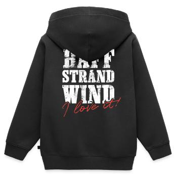 Haff Strand Wind – I love it! - Kids Premium Organic Zip-up Hoodie - black - Back - AI Model Kid Male (0cm)