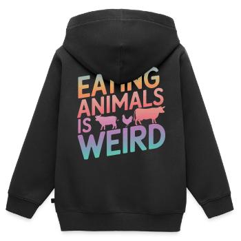 Vegetarian Vegan Veggie Vegetarian - Kids Premium Organic Zip-up Hoodie - black - Back - AI Model Kid Male (0cm)