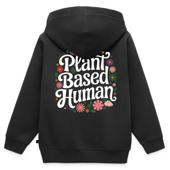 Végétarien Végétalien Végétarien Végétarien - Sweat Premium à capuche zippé enfant bio - noir - Dos - AI Model Kid Male (0cm)
