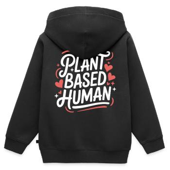 Vegetarian Vegan Veggie Vegetarian - Kids Premium Organic Zip-up Hoodie - black - Back - AI Model Kid Male (0cm)