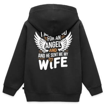 Frau Ehefrau Partnerin Familie Verheiratet - Kinder Premium Organic Zip Hoodie - Schwarz - Hinten - AI Model Kid Male (0cm)