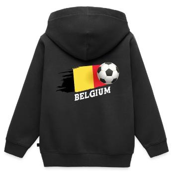 Belgien - Kinder Premium Organic Zip Hoodie - Schwarz - Hinten - AI Model Kid Male (0cm)