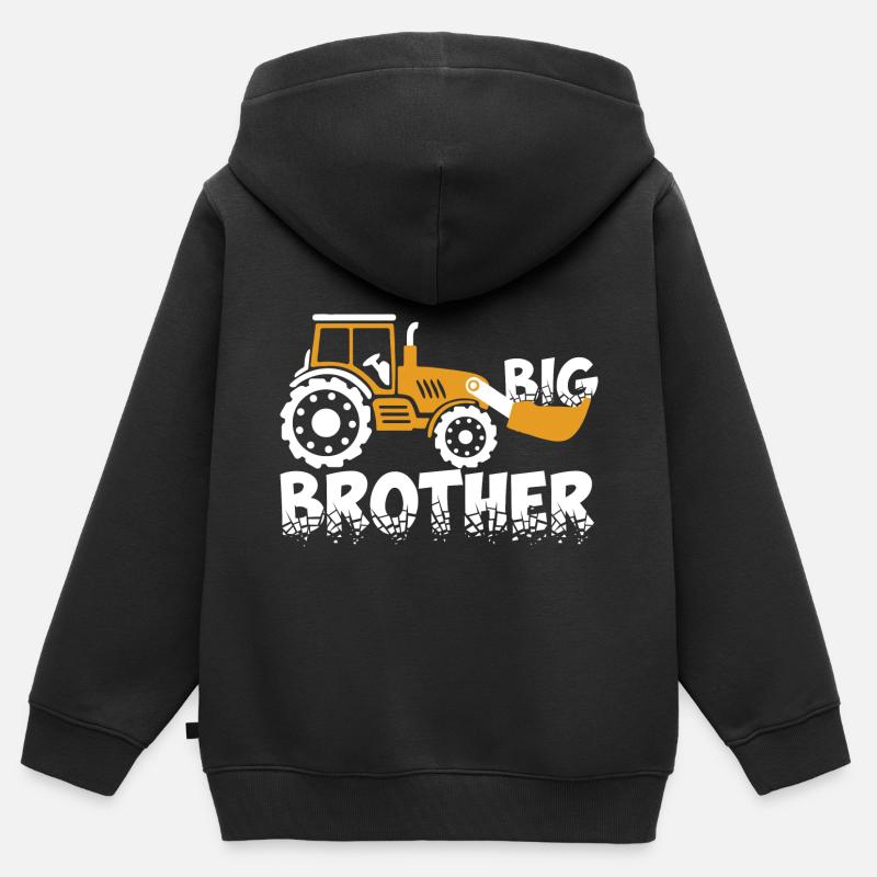Grand frère Bagger - Sweat Premium à capuche zippé enfant bio - noir