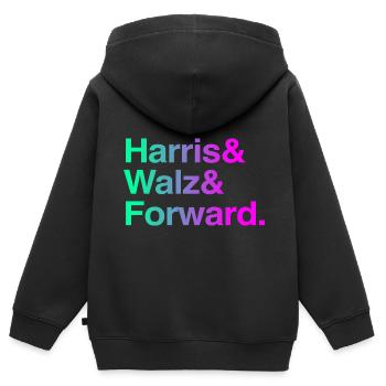 Kamala Harris & Tim Walz 2024 Chemise de soutien - Sweat Premium à capuche zippé enfant bio - noir - Dos - AI Model Kid Male (0cm)