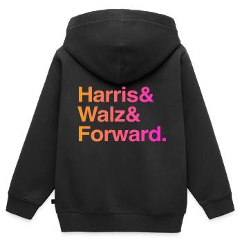 Kamala Harris & Tim Walz 2024 Chemise de soutien - Sweat Premium à capuche zippé enfant bio - noir - Dos - AI Model Kid Male (0cm)