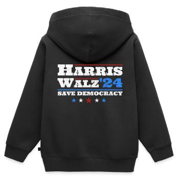 Kamala Harris & Tim Walz 2024 Support Vintage - Sweat Premium à capuche zippé enfant bio - noir - Dos - AI Model Kid Male (0cm)