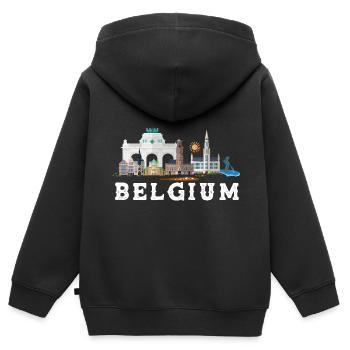 Belgien - Kinder Premium Organic Zip Hoodie - Schwarz - Hinten - AI Model Kid Male (0cm)