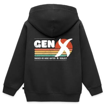 Sonnenuntergang der Generation X - Weiß - Kinder Premium Organic Zip Hoodie - Schwarz - Hinten - AI Model Kid Male (0cm)