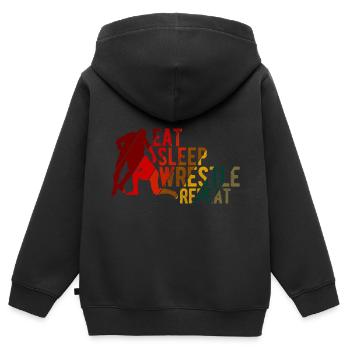 Grappling Martial Arts Wrestling - Kinder Premium Organic Zip Hoodie - Schwarz - Hinten - AI Model Kid Male (0cm)