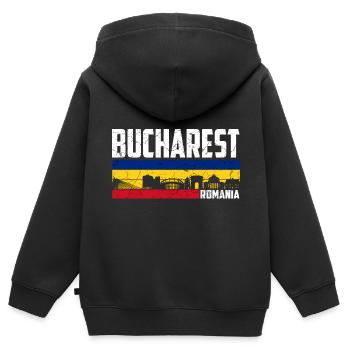 Bukarest Rumänien Stadt Rumänisch - Kinder Premium Organic Zip Hoodie - Schwarz - Hinten - AI Model Kid Male (0cm)
