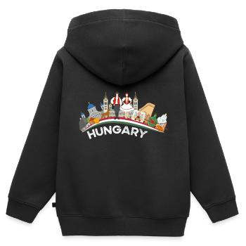 Ungarn - Kinder Premium Organic Zip Hoodie - Schwarz - Hinten - AI Model Kid Male (0cm)