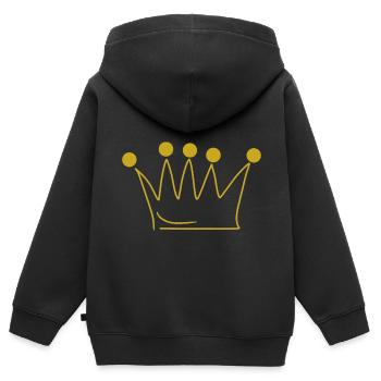 Emoji Krone Kronen Skizze gold - Kinder Premium Organic Zip Hoodie - Schwarz - Hinten - AI Model Kid Male (0cm)