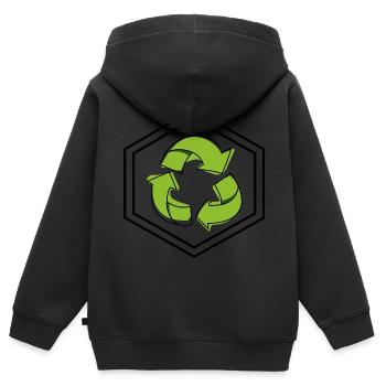 Recycling - Kinder Premium Organic Zip Hoodie - Schwarz - Hinten - AI Model Kid Male (0cm)