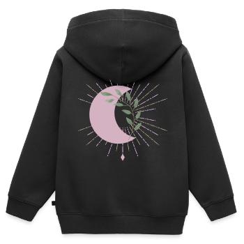 Purple Moon - Kinder Premium Organic Zip Hoodie - Schwarz - Hinten - AI Model Kid Male (0cm)