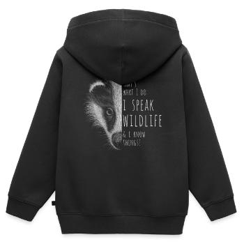 Je parle de la faune et je sais des choses! Mèmes de la faune - Sweat Premium à capuche zippé enfant bio - noir - Dos - AI Model Kid Male (0cm)