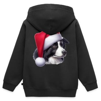 Border Collie Santa Claus - Kids Premium Organic Zip-up Hoodie - black - Back - AI Model Kid Male (0cm)