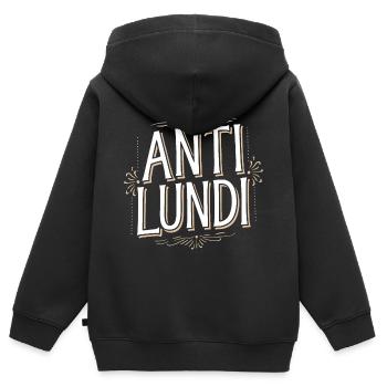 Anti-Lundi - Sweat Premium à capuche zippé enfant bio - noir - Dos - AI Model Kid Male (0cm)