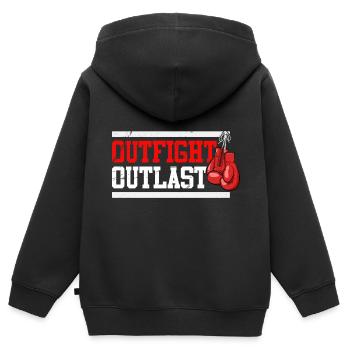 Outfight Outlast Boxing - Kinder Premium Organic Zip Hoodie - Schwarz - Hinten - AI Model Kid Male (0cm)