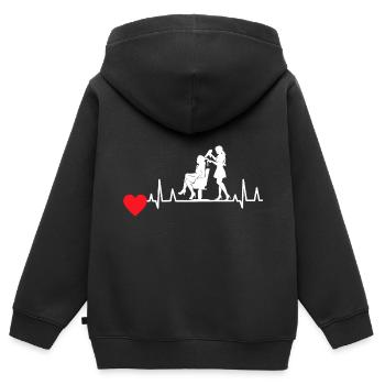 Coiffeur coeur fille femme coiffure ciseaux - Sweat Premium à capuche zippé enfant bio - noir - Dos - AI Model Kid Male (0cm)