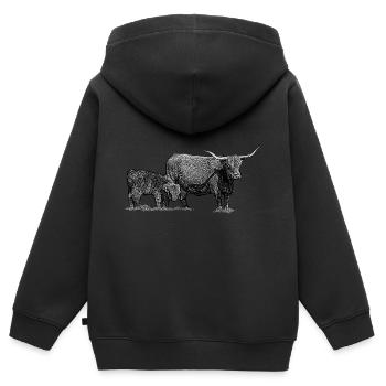 Cow with calf - Kids Premium Organic Zip-up Hoodie - black - Back - AI Model Kid Male (0cm)