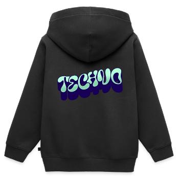 Techno - Kinder Premium Organic Zip Hoodie - Schwarz - Hinten - AI Model Kid Male (0cm)