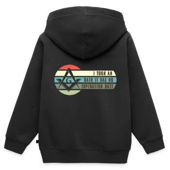 Angles et boussoles maçonniques FRANC-maçon Prince Hall - Sweat Premium à capuche zippé enfant bio - noir - Dos - AI Model Kid Male (0cm)