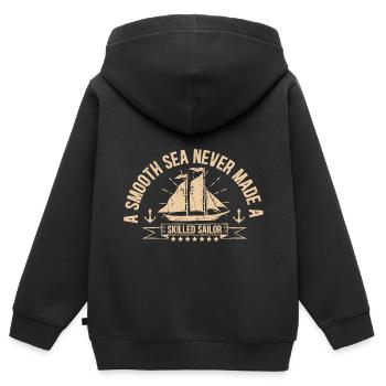 VOILE VOILE VOILE - Sweat Premium à capuche zippé enfant bio - noir - Dos - AI Model Kid Male (0cm)