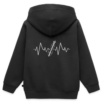 Dulcimer Instrument Herzschlag - Kinder Premium Organic Zip Hoodie - Schwarz - Hinten - AI Model Kid Male (0cm)
