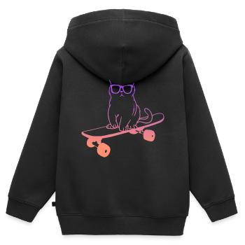 Skateboarding Cat on Skateboard - Kids Premium Organic Zip-up Hoodie - black - Back - AI Model Kid Male (0cm)