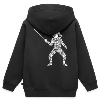 Escrime Escrime Escrimeuse Épée Femmes - Sweat Premium à capuche zippé enfant bio - noir - Dos - AI Model Kid Male (0cm)